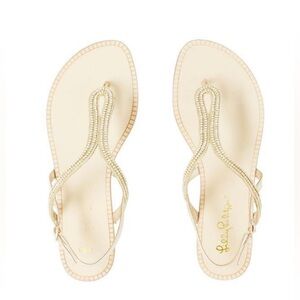 NIB Lilly Pulitzer Delray Gold Metallic Sandal - size 6